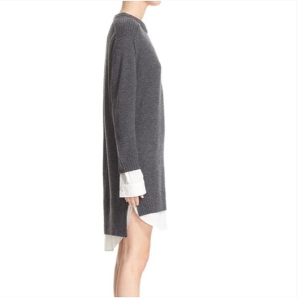 Brochu Walker Layered Mini Sweater Dress Gray Wool Cashmere Crew Neck Sz XS - Picture 3 of 11